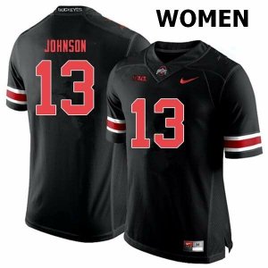 Women's Ohio State Buckeyes #13 Tyreke Johnson Black Out Nike NCAA College Football Jersey Black Friday ECL3144PR